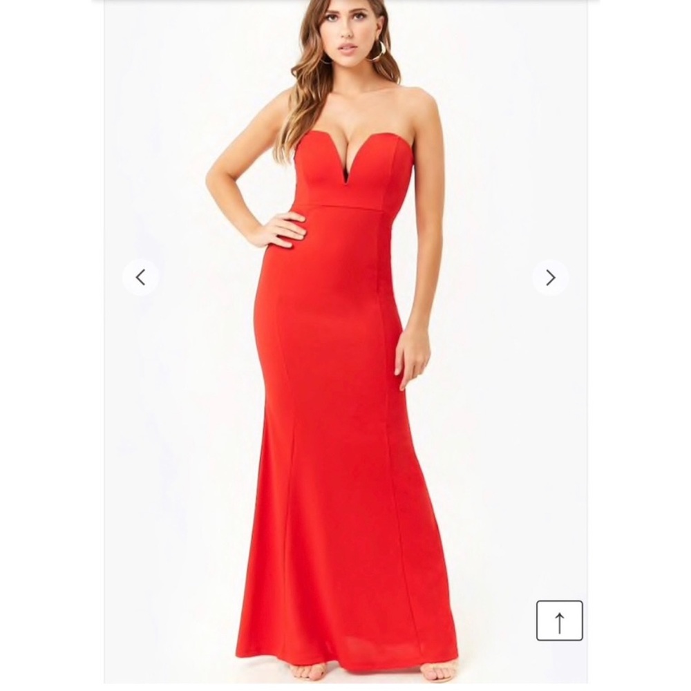 Red strapless mermaid gown
